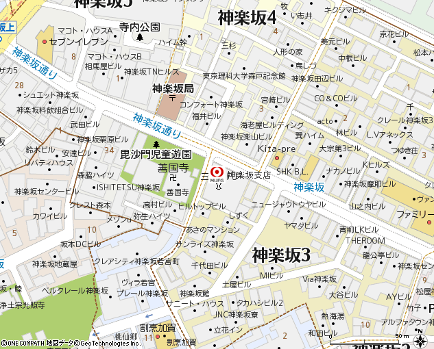 神楽坂支店付近の地図